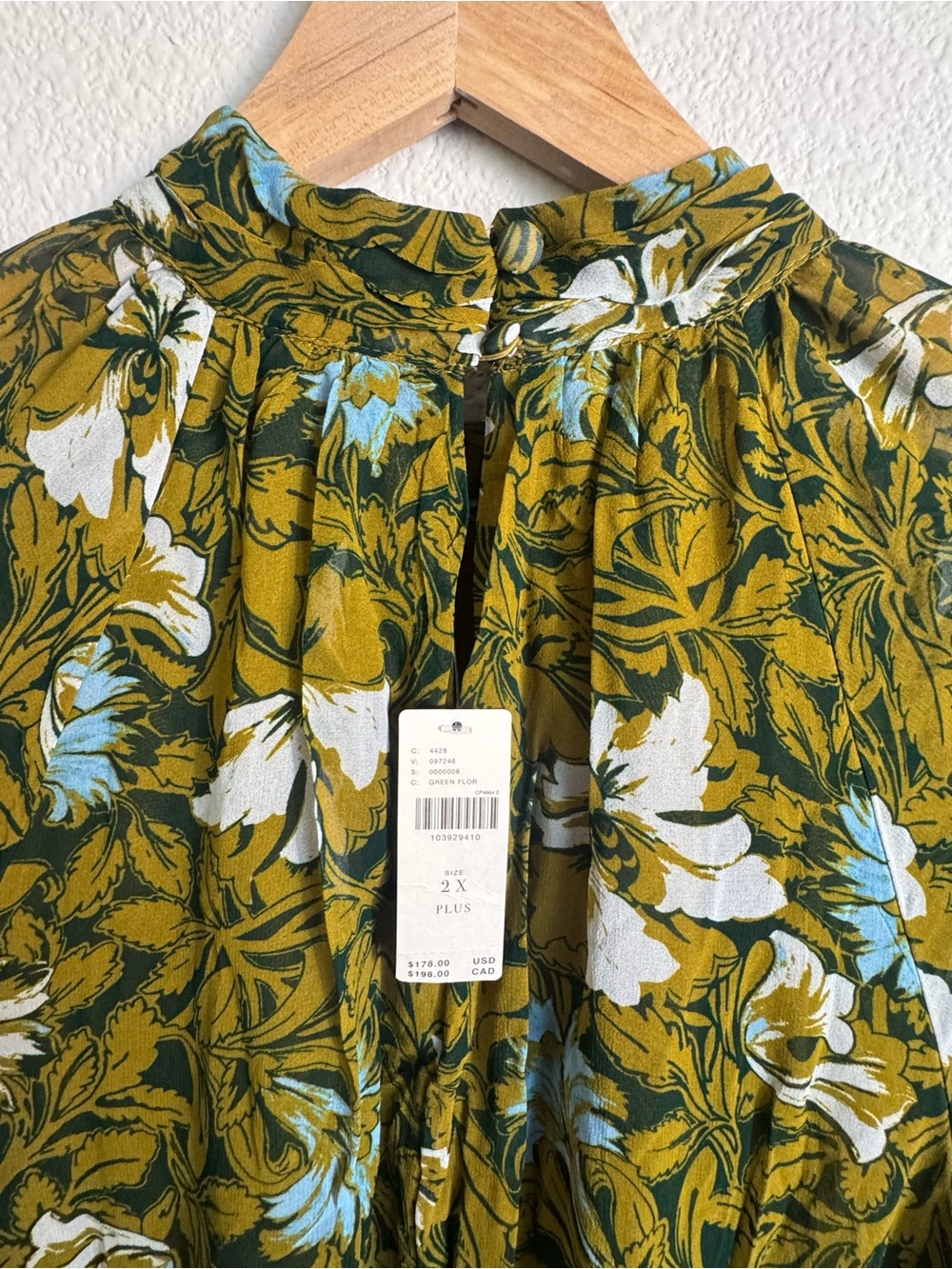 NWT Anthropologie Somerset Long Sleeve Mock Neck Chiffon Maxi Dress Green 2X - Picture 5 of 15